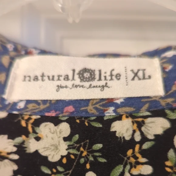 NATURAL LIFE Patchwork Floral Button-Front Maxi Dress - Rust, Blue, Cream - Picture 2 of 4